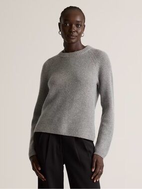 Quince Heather Grey Mongolian Cashmere Fisherman’s Sweater